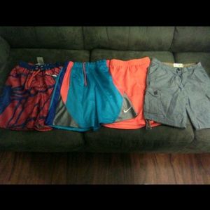 Three pair of shorts, one pair of swim trunks